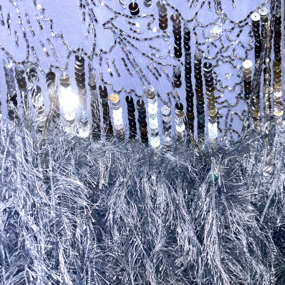 Silver and blue sequins dress